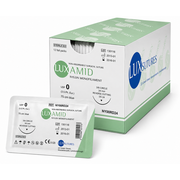LuxSutures LUXAMID Nylon Non-Absorbable Monofilament Surgical Suture NY30DS36.