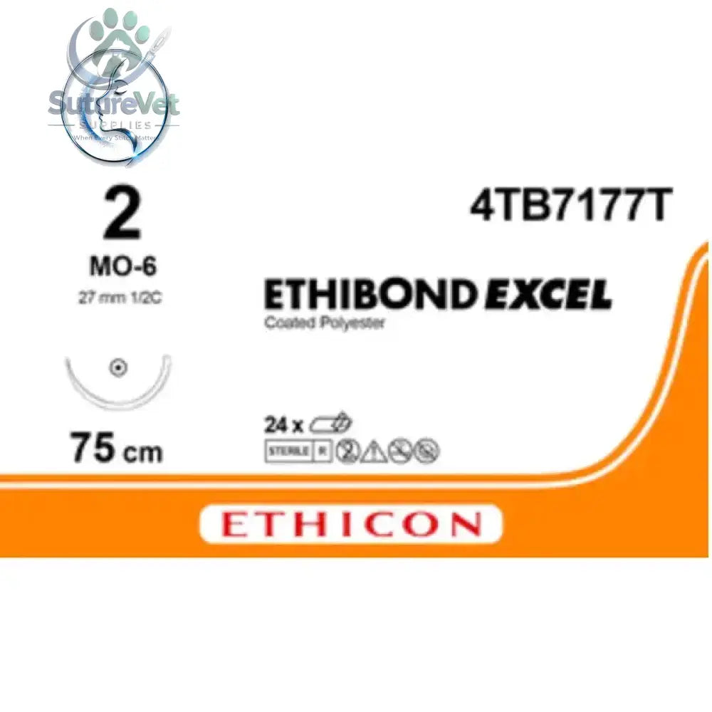 Ethicon ETHIBOND™ EXCEL Polyester Suture – Non-Absorbable Braided USP 2 75cm (30”) Green/White MO-6 Taper Point Needle