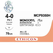 Ethicon MONOCRYL Plus Antibacterial Monofilament Absorbable Surgical Suture | USP 4-0 | 70 cm | Undyed | Reverse