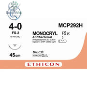 Ethicon MONOCRYL PLUS Poliglecaprone 25 Absorbable Monofilament Surgical Suture | USP 4-0 | 45 cm | Undyed
