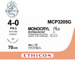 Ethicon MONOCRYL PLUS Poliglecaprone 25 Absorbable Monofilament Surgical Suture | USP 4-0 | 70 cm | Undyed