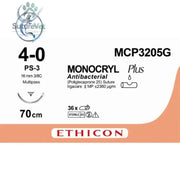 Ethicon MONOCRYL PLUS Poliglecaprone 25 Absorbable Monofilament Surgical Suture | USP 4-0 | 70 cm | Undyed