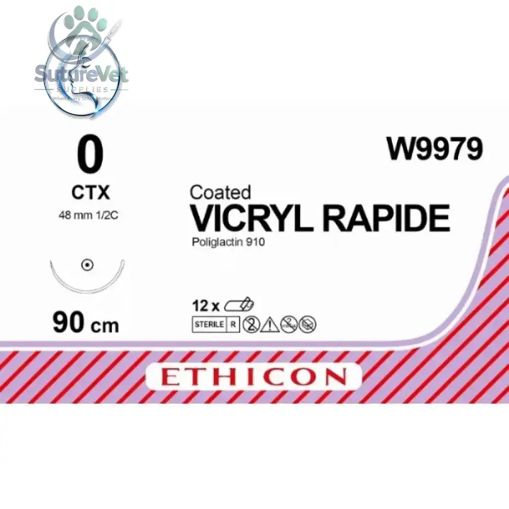Ethicon VICRYL RAPIDE Braided Polyglactin 910 Absorbable Surgical Suture – USP 90 cm Undyed Taper Point Needle (48 mm