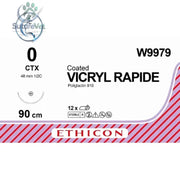 Ethicon VICRYL RAPIDE Braided Polyglactin 910 Absorbable Surgical Suture – USP 90 cm Undyed Taper Point Needle (48 mm