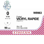 Ethicon VICRYL RAPIDE Braided Polyglactin 910 Absorbable Surgical Suture – USP 90 cm Undyed Tapercut Needle (36 mm 1/2