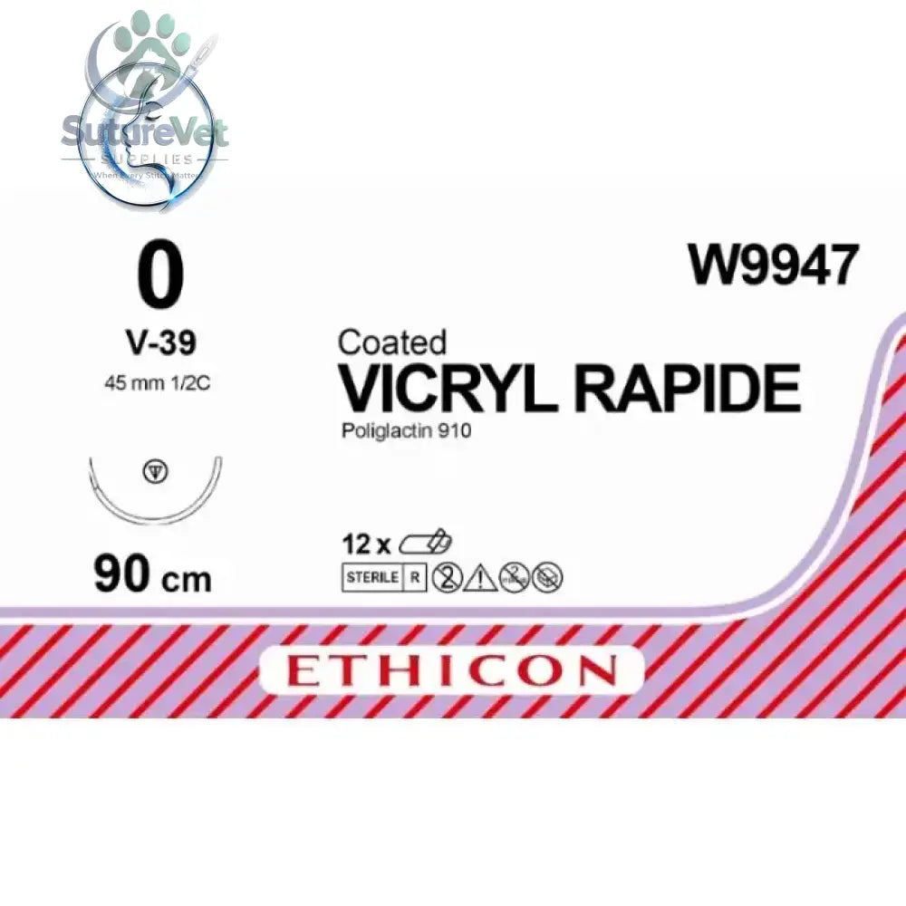 Ethicon VICRYL RAPIDE Braided Polyglactin 910 Absorbable Surgical Suture – USP 90 cm Undyed Tapercut Needle (45 mm 1/2