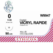 Ethicon VICRYL RAPIDE Braided Polyglactin 910 Absorbable Surgical Suture – USP 90 cm Undyed Tapercut Needle (45 mm 1/2