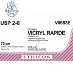 Ethicon VICRYL RAPIDE Braided Polyglactin 910 Absorbable Surgical Suture – USP 2-0 70 cm Undyed Non-Needled Ligature