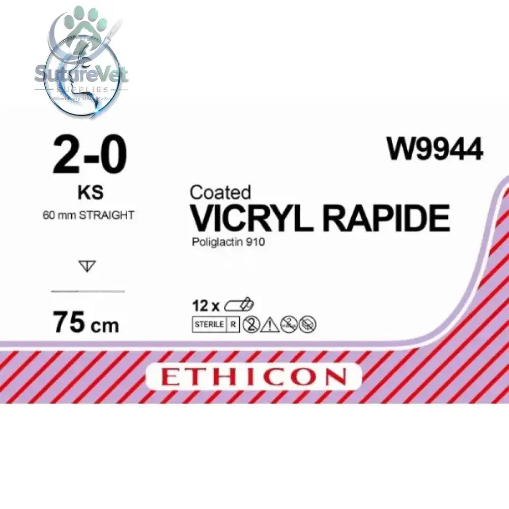 Ethicon VICRYL RAPIDE Braided Polyglactin 910 Absorbable Surgical Suture – USP 2-0 75 cm Undyed Reverse Cutting Needle