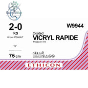Ethicon VICRYL RAPIDE Braided Polyglactin 910 Absorbable Surgical Suture – USP 2-0 75 cm Undyed Reverse Cutting Needle