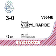 Ethicon VICRYL RAPIDE Braided Polyglactin 910 Absorbable Surgical Suture – USP 3-0 45 cm Undyed Non-Needled Ligature