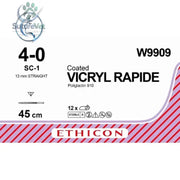 Ethicon VICRYL RAPIDE Braided Polyglactin 910 Absorbable Surgical Suture – USP 4-0 45 cm Undyed Reverse Cutting Needle