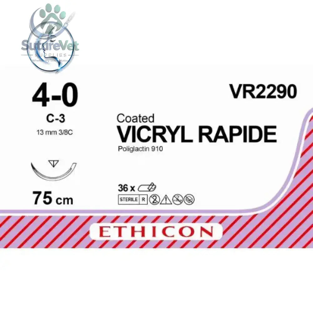 Ethicon VICRYL RAPIDE Braided Polyglactin 910 Absorbable Surgical Suture – USP 4-0 75 cm Undyed Reverse Cutting Needle