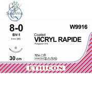 Ethicon VICRYL RAPIDE Braided Polyglactin 910 Absorbable Surgical Suture – USP 8-0 30 cm Violet Taper Point Needle (9.3