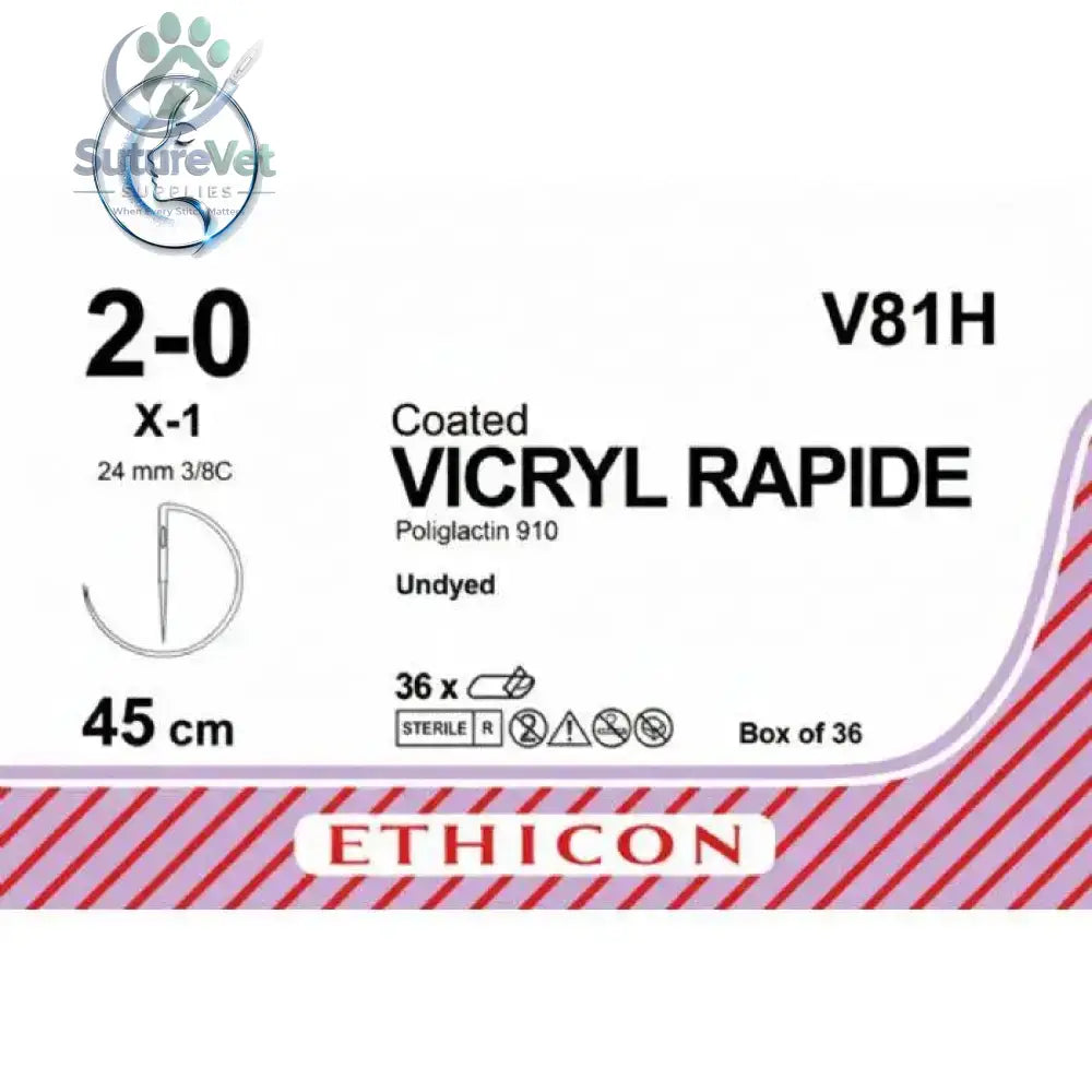 Ethicon VICRYL RAPIDE Polyglactin 910 Braided Rapidly Absorbable Surgical Suture – USP 2-0 45 cm Undyed Single-Armed
