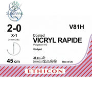 Ethicon VICRYL RAPIDE Polyglactin 910 Braided Rapidly Absorbable Surgical Suture – USP 2-0 45 cm Undyed Single-Armed