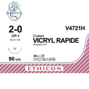 Ethicon VICRYL RAPIDE Polyglactin 910 Braided Rapidly Absorbable Surgical Suture – USP 2-0 90 cm Undyed Single-Armed