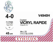 Ethicon VICRYL RAPIDE Polyglactin 910 Braided Rapidly Absorbable Surgical Suture – USP 4-0 45 cm Undyed Single-Armed