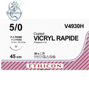 Ethicon VICRYL RAPIDE Polyglactin 910 Braided Rapidly Absorbable Surgical Suture – USP 5-0 45 cm Undyed Single-Armed