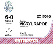 Ethicon VICRYL RAPIDE Polyglactin 910 Braided Rapidly Absorbable Surgical Suture – USP 6-0 (Metric 0.7) 30 cm Violet