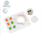 Laparoscopic training module peg transfer board with white plastic magnetic set and colorful orange green multicolored beads