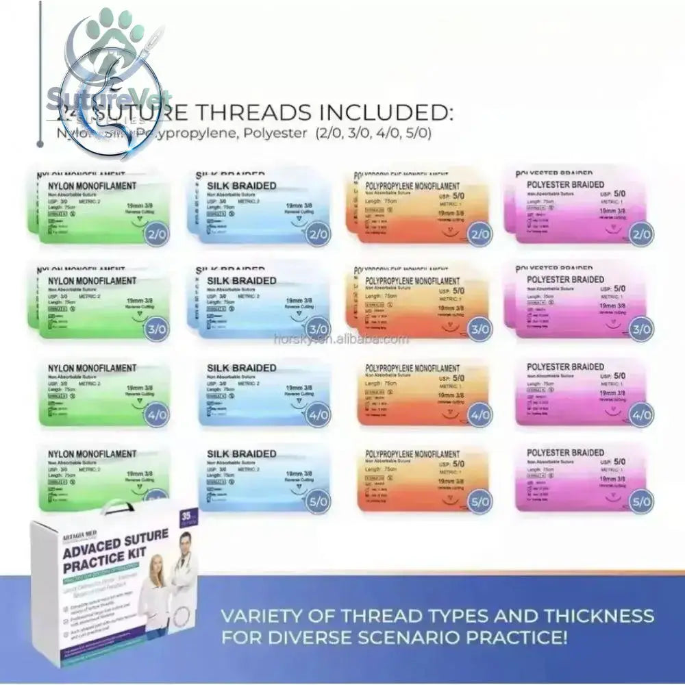 Professional Advanced Suturing Practice Kit – Stainless Steel Surgical Instruments & Silicone Suture Training Pad