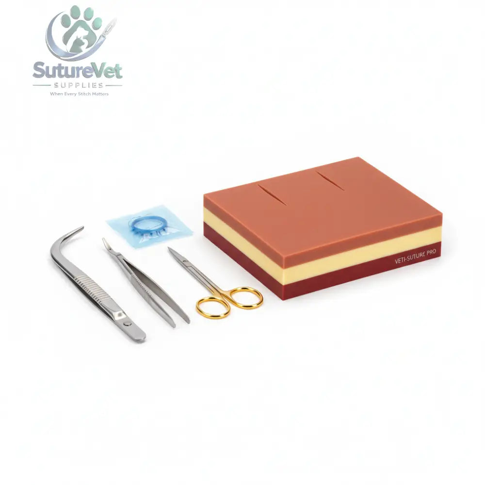 Professional 3-layer silicone suture training pad with surgical instruments
