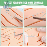 Suture Practice Pad with 14 Pre-Cut Wounds – Reusable Silicone Suturing Training Skin Model for Medical Nursing &